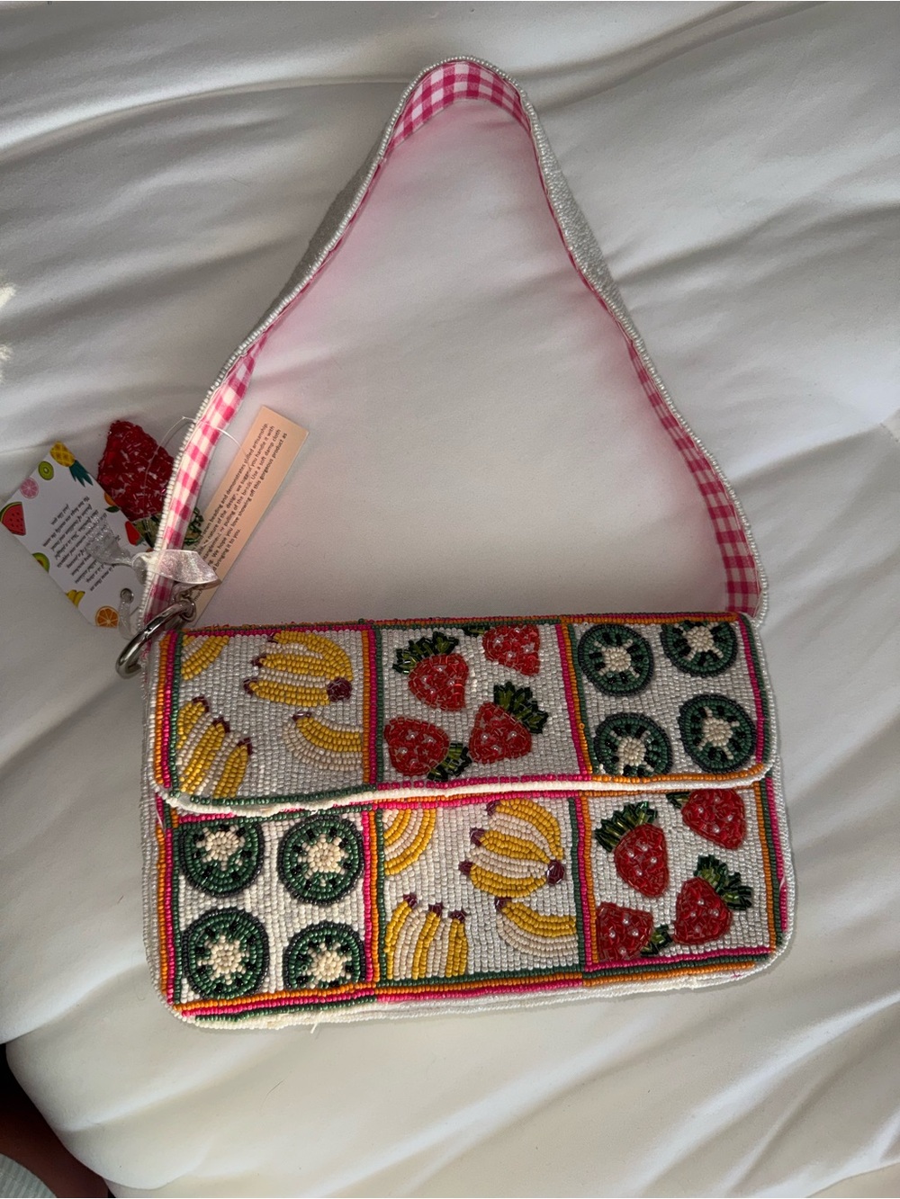 Fruit Beaded Bag Handmade in India New With Tags